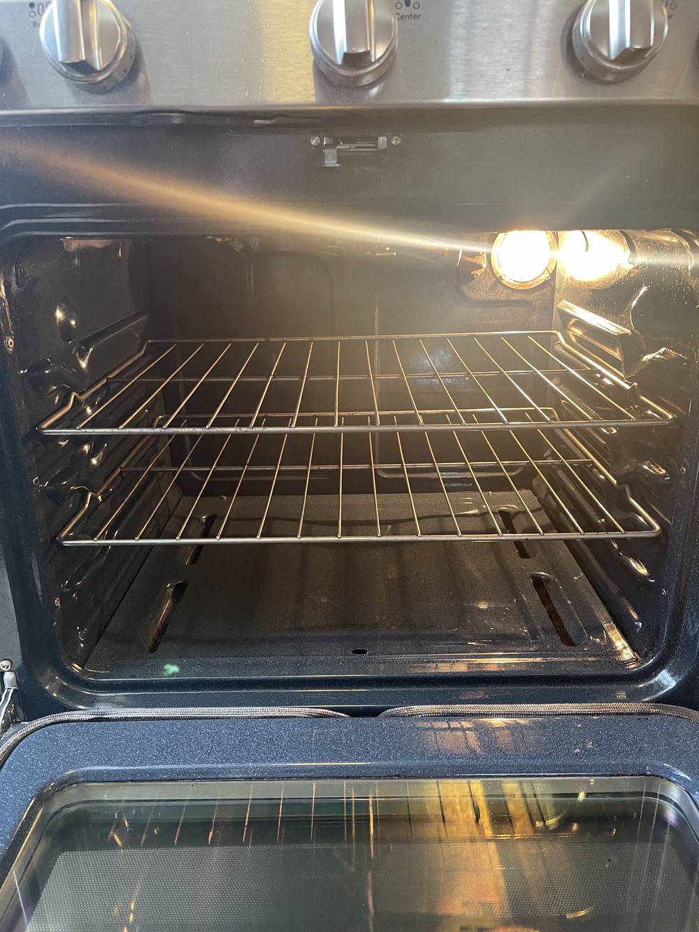 The same oven after a Clean and Shiny deep clean, degreased and detailed